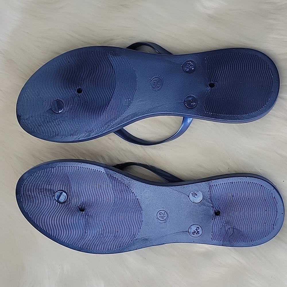 ASHLEY BLUE Blue Tan Gold Rhinestone Starfish Summer Beachy Rubber Thong Sandal - Picture 9 of 13